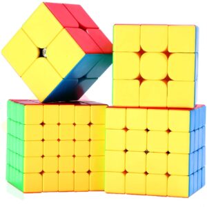 Speed Cube Bundle of 2x2 3x3 4x4 5x5 Skewb Megaminx Cube and Pyramid Cube Smoothly Carbon Fiber Sticker Magic Cubes Collection for Kids Teens & Adults 7 Pack Roxenda Speed Cube Set 