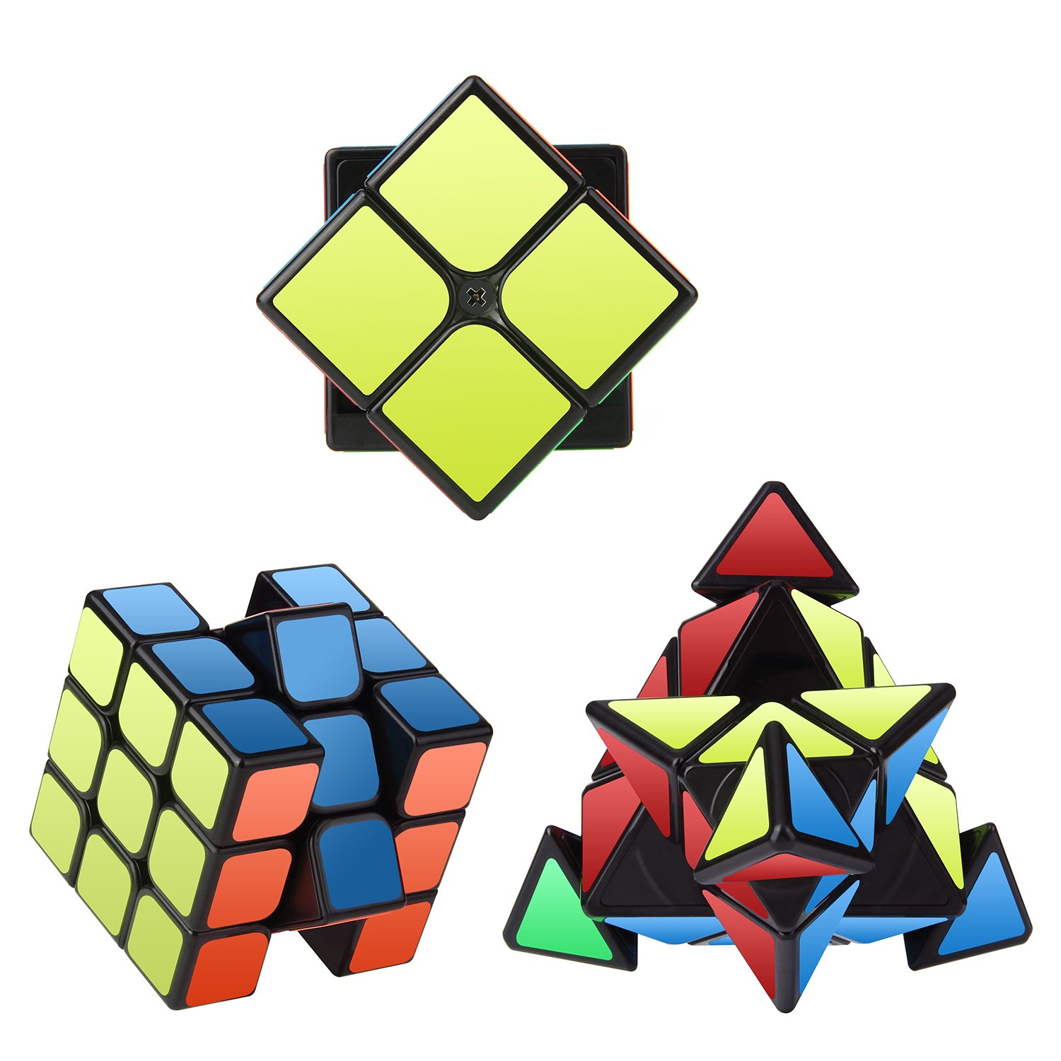 Speed Cube 3x3x3 Magic Carbon Fiber Sticker Smooth Cube, Enhanced Version  Black - Pack of 2