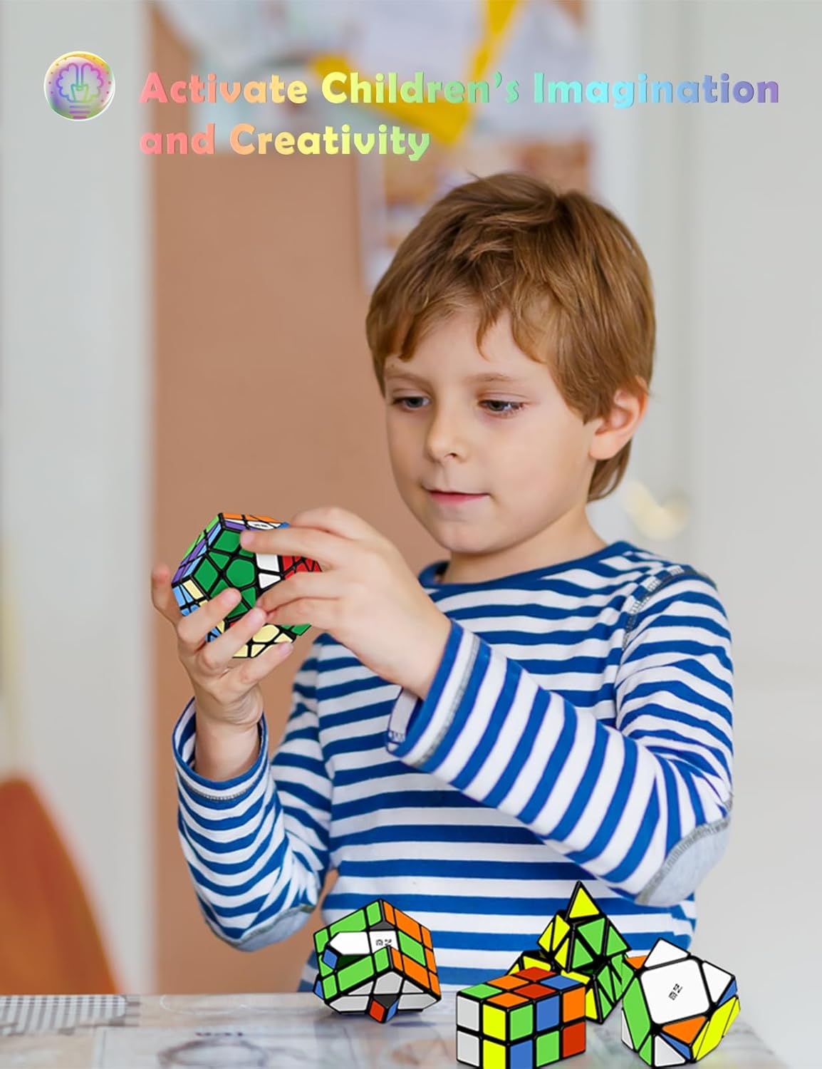 Speed Cube Set, Axis Fisher Ivy Megaminx Skewb Windmill Pyramid Cube Bundle 7 Pack Cube Set, Friendly ABS material, Solid & Durable, STEM Educational Brain Teaser, For Kids Teens & Adults