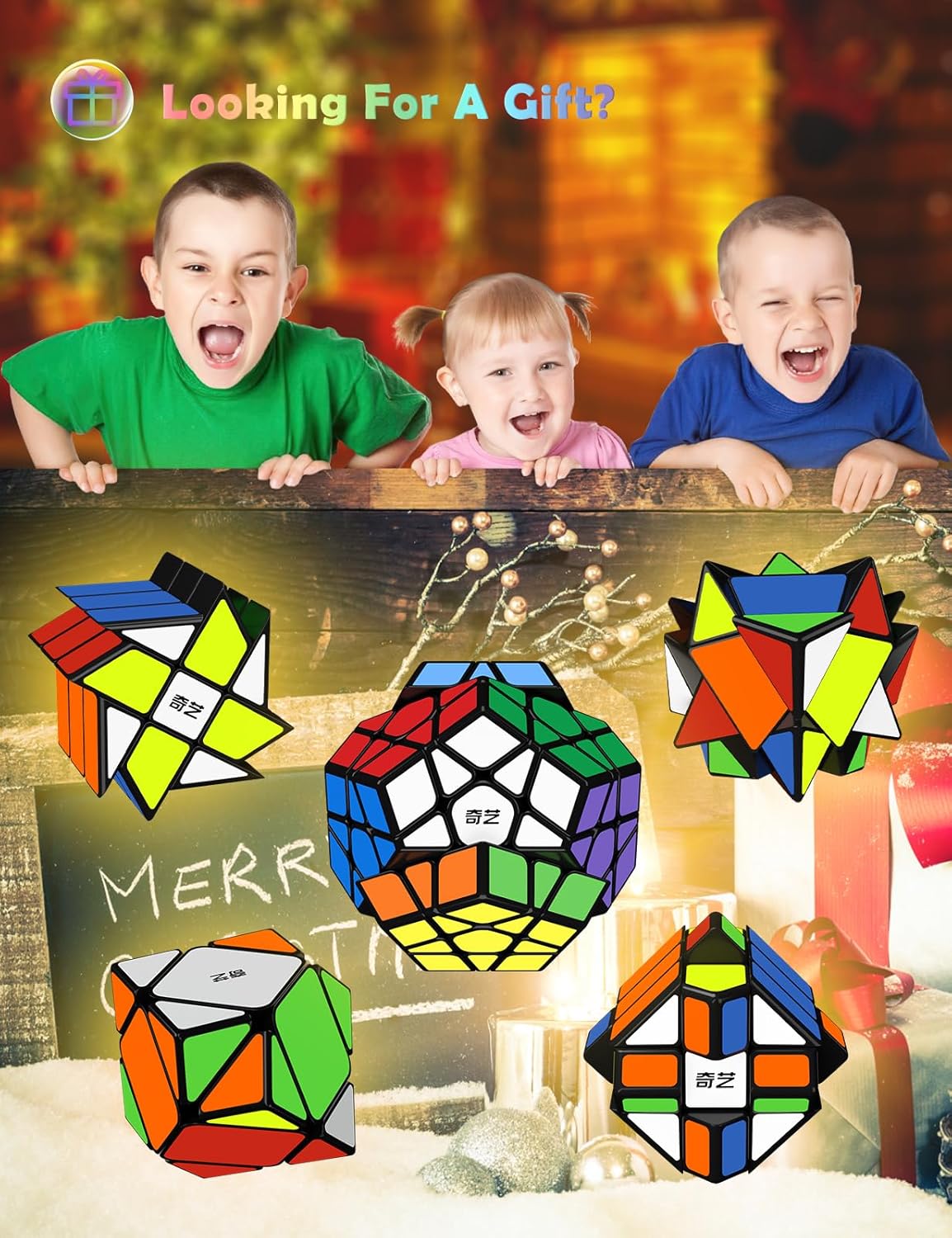 Speed Cube Set, Axis Fisher Ivy Megaminx Skewb Windmill Pyramid Cube Bundle 7 Pack Cube Set, Friendly ABS material, Solid & Durable, STEM Educational Brain Teaser, For Kids Teens & Adults